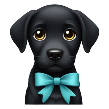 Black lab puppy with bow sticker