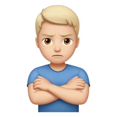 upset face with arms crossed sticker