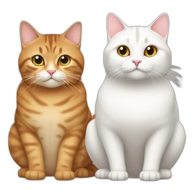 Two fat cats, one tabby and one white sticker