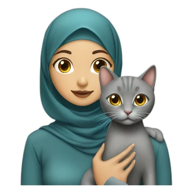 Hijab girl and grey cat sticker