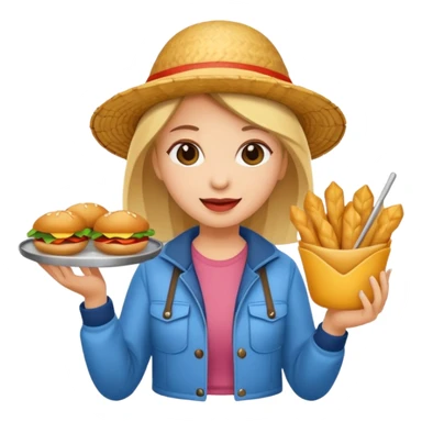 tourist woman holding street food sticker