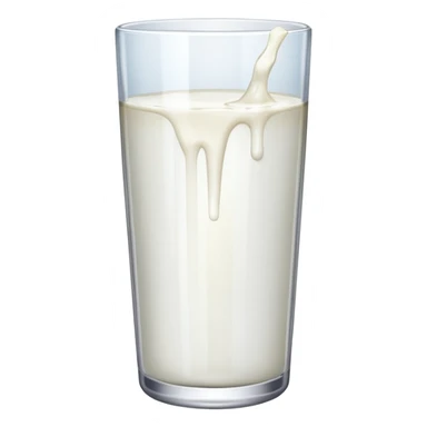 the drink is white, the glass is narrow and tall and There is only white liquid inside,photo realistic sticker