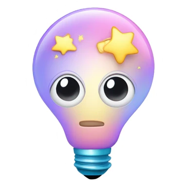 light bulb with little brain and stars inside, eyes looking up, blend of pastel colours sticker