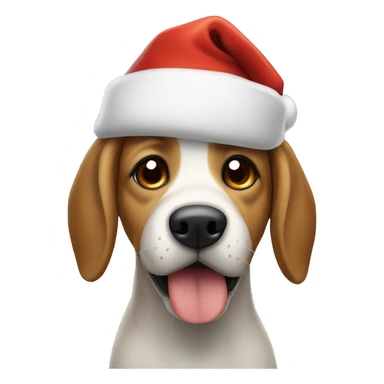 Dog wearing a Santa hat sticker