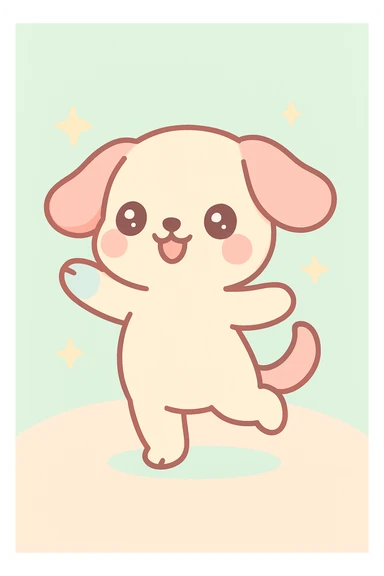 dancing dog kawaii style sticker