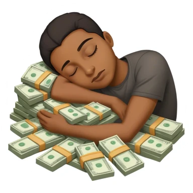 Black sleeping on money  sticker