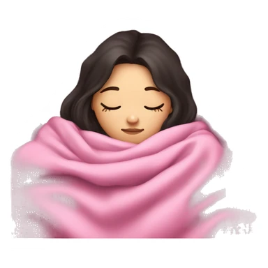 Pale girl with dark hair sleeping under pink blanket  sticker