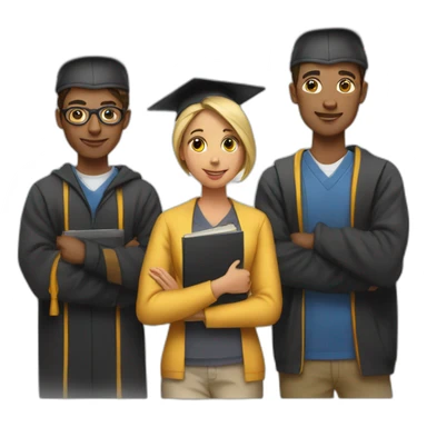 students with one women and one men wearing academic caps sticker