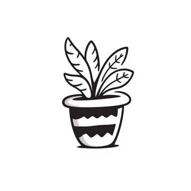 hand drawn doodle style plant sticker