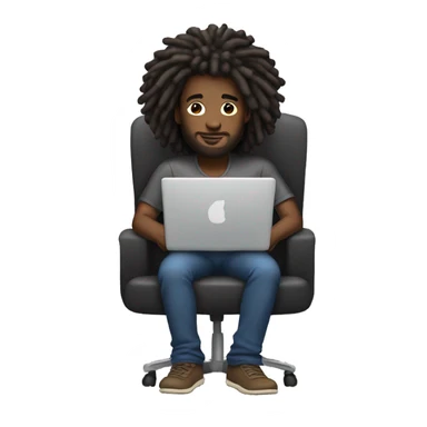Afro man with dreds seat with laptop  sticker