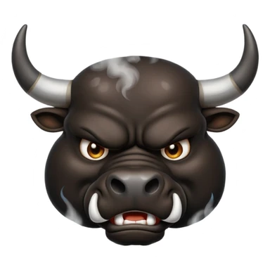 Emoji of an angry black powerful bull with steam coming out of its nose sticker