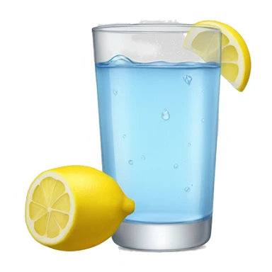 glass of water and lemon sticker