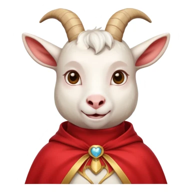 white female goat wearing a read cape sticker