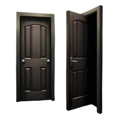 An icon showing a dark, eerie environment with ominous shadows, inspired by horror games like Resident Evil. The design includes a dimly lit corridor, a creepy door slightly ajar, and a silhouette lurking in the background. A sense of suspense and fear is conveyed. Transparent background. sticker