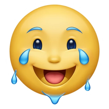 Emoji, yellow round laughing face, blue tears of joy on it  sticker