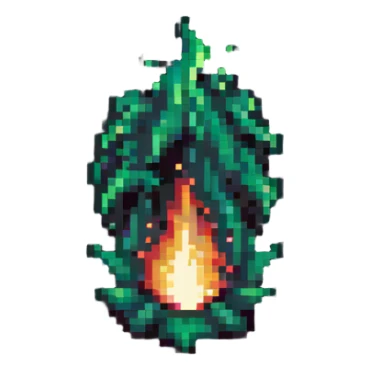 emerald green flame pixel art sticker