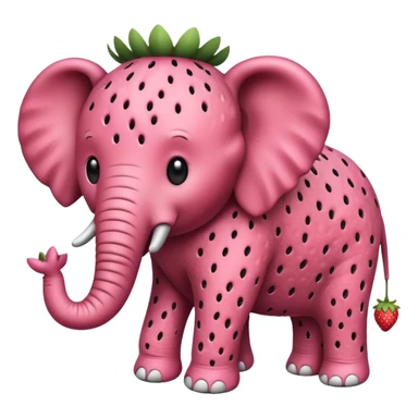Make a  black and white strawberry elephant sticker