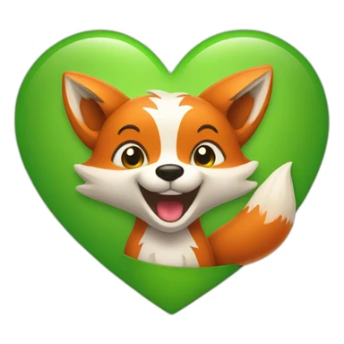 Happy Fox with a green heart in his hand  sticker