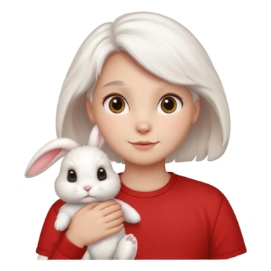 white bunny, pet lover, red shirt. sticker