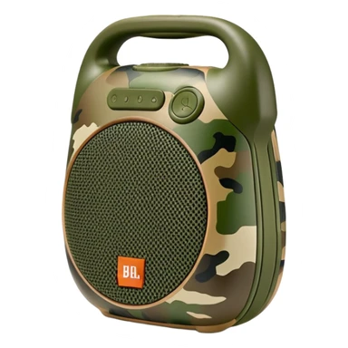JBL Clip 4 portable speaker in camouflage pattern, simple iOS emoji style sticker
