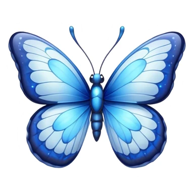 Cinematic Realistic Cute Blue Butterfly Portrait Emoji, Head tilted playfully and inquisitively, featuring beautifully patterned sapphire wings with intricate venation and a charming, petite body with round, sparkling eyes full of gentle curiosity, rendered with lifelike detail and warm natural highlights, high shine, affectionate and spirited, styled with a touch of whimsical garden magic, soft glowing outline, capturing the essence of a mischievous yet lovable blue butterfly that seems ready to flutter playfully into your arms! sticker