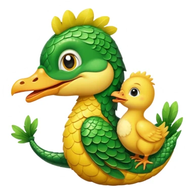 Baby chicken kissing baby crocodile  sticker