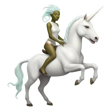 reptilian alien woman, full body, on a white unicorn sticker