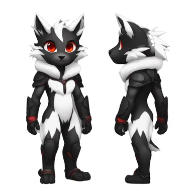 Anthro-Edgy-Cool-Dark-Black-White-Red-Contrast-Colors-Fantasy-Fur-Sona-Chibi-Shiny-Fakémon-Hybrid full body sticker