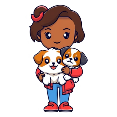 dark-skinned woman holding a Shih Tzu dog sticker