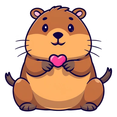 Capybara putting on lip gloss sticker