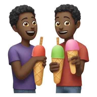 2 friends eating popsicles  sticker