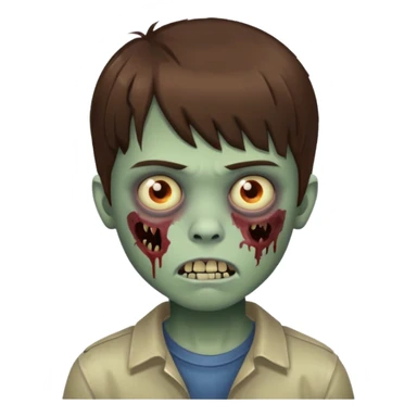menino de cabelo marrom com franja, zombie sticker