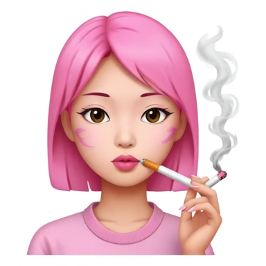 asian girl in pink smoking cigarette  sticker