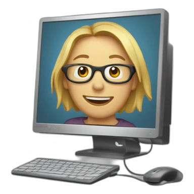 computer with the video call on the screen sticker