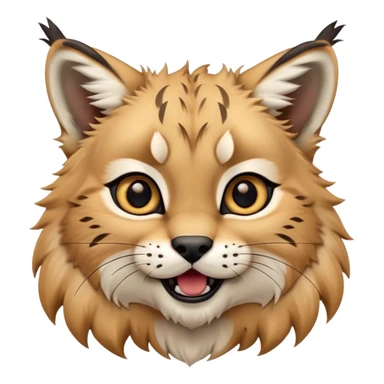 Cinematic-realistic cute-Lynx-Portrait-Emoji – Head tilted dramatically with an exaggeratedly amused expression, featuring a thick, tufted golden-brown coat with striking black ear tufts, wide, expressive amber eyes filled with playful disbelief zoomed out to show shoulders and fluffy paws sticker
