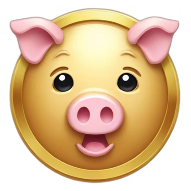 piggy face gold coin  sticker