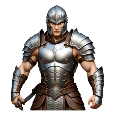 Cinematic Realistic WoW Human Warrior Portrait, captured in a dynamic, battle-ready stance, muscles defined beneath intricately detailed steel armor accented with rich leather. His chiseled visage and determined gaze are rendered with lifelike texture and dynamic natural lighting, high shine, evoking the fierce, relentless spirit of a human warrior in the midst of combat. sticker