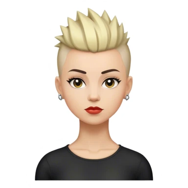 White woman with short hair mohawk black style sticker