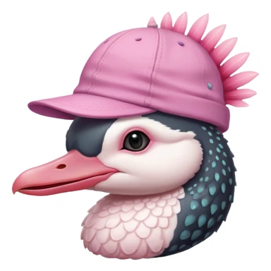 common loon wearing an axolotl hat sticker