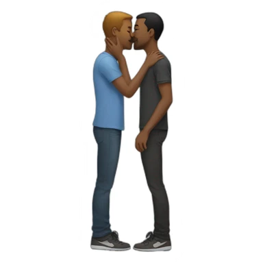 two guys kissing, one short and one tall sticker