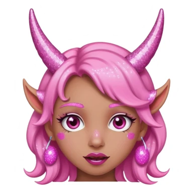 glitter pink girl naughty selfie glitter pink horns sticker