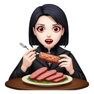 goth vampires eating a SPAM meat dinner sticker