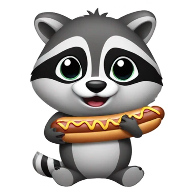 raccoon holding a hot dog sticker