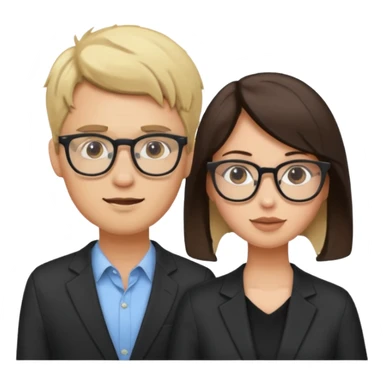 Blonde guy glasses with brunette baddie glasses sticker