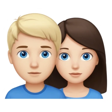 Couple blond boy bleu and the girl brunette hair and blue eyes  sticker