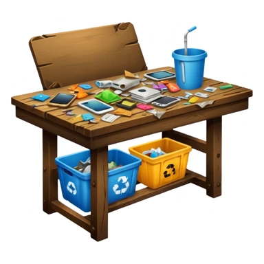 very dirty table with trash sticker