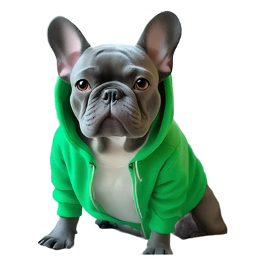 Blue French bulldog wearing grinch hoodie sticker