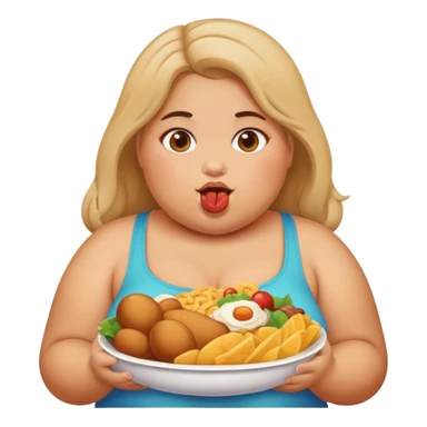 fat girl eating lots of food sticker