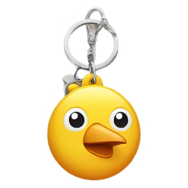 an cute keychain with a happy bird imprint on it  sticker