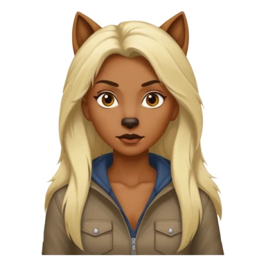dark brown werewolf woman with long blond hair in casual outfit sticker